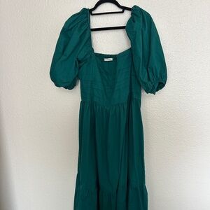 Abercrombie Emerald Emerson Puff Sleeve Midi